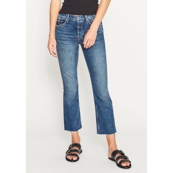 GRLFRND Tatum Mid-Rise Micro Boot Jeans with Raw Hem